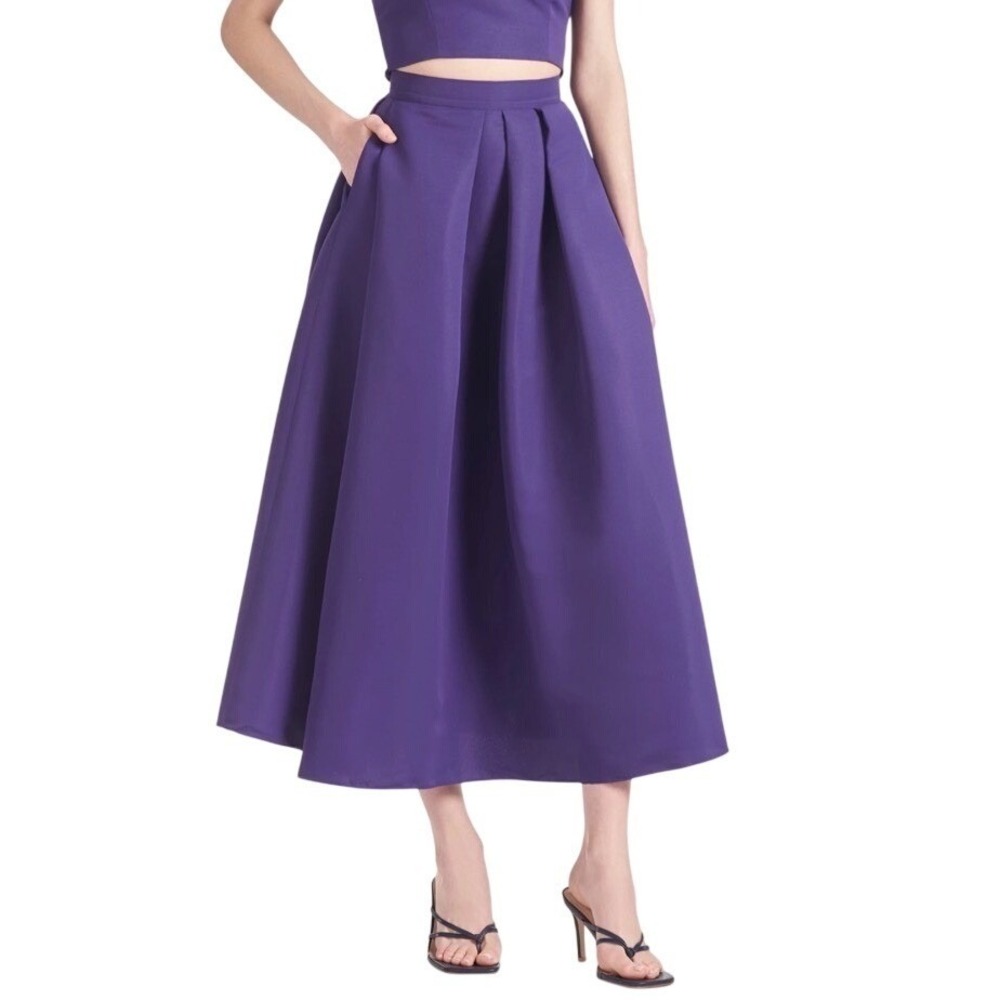 $295 NWT Sachin & Babi Leighton Purple Pleated A-line Skirt Hi Waist w/Pockets 4